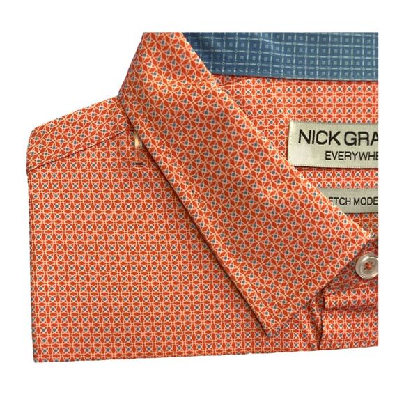 Orange - Nick Graham Everywhere Men's Short Sleeve Performance Stretch Sport Shi - Picture 2 of 2